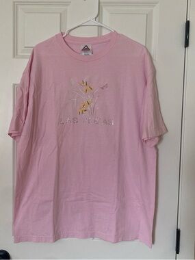 Pink Las Vegas Embroidered Tee